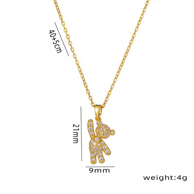 Hanging Bear 18K Gold Plated Necklace