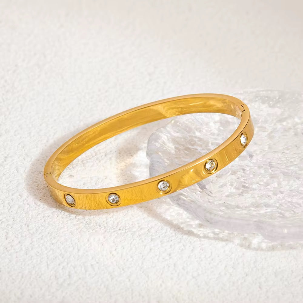 Ananda 18K Gold Plated Bangle (Open Clasp)