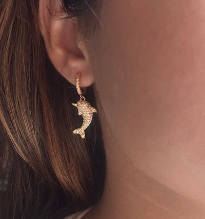 Lil Fishy Zircon Hoop Earrings