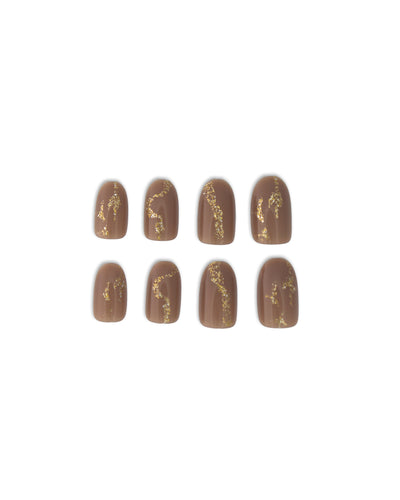 Brown Glitter Press On Nails