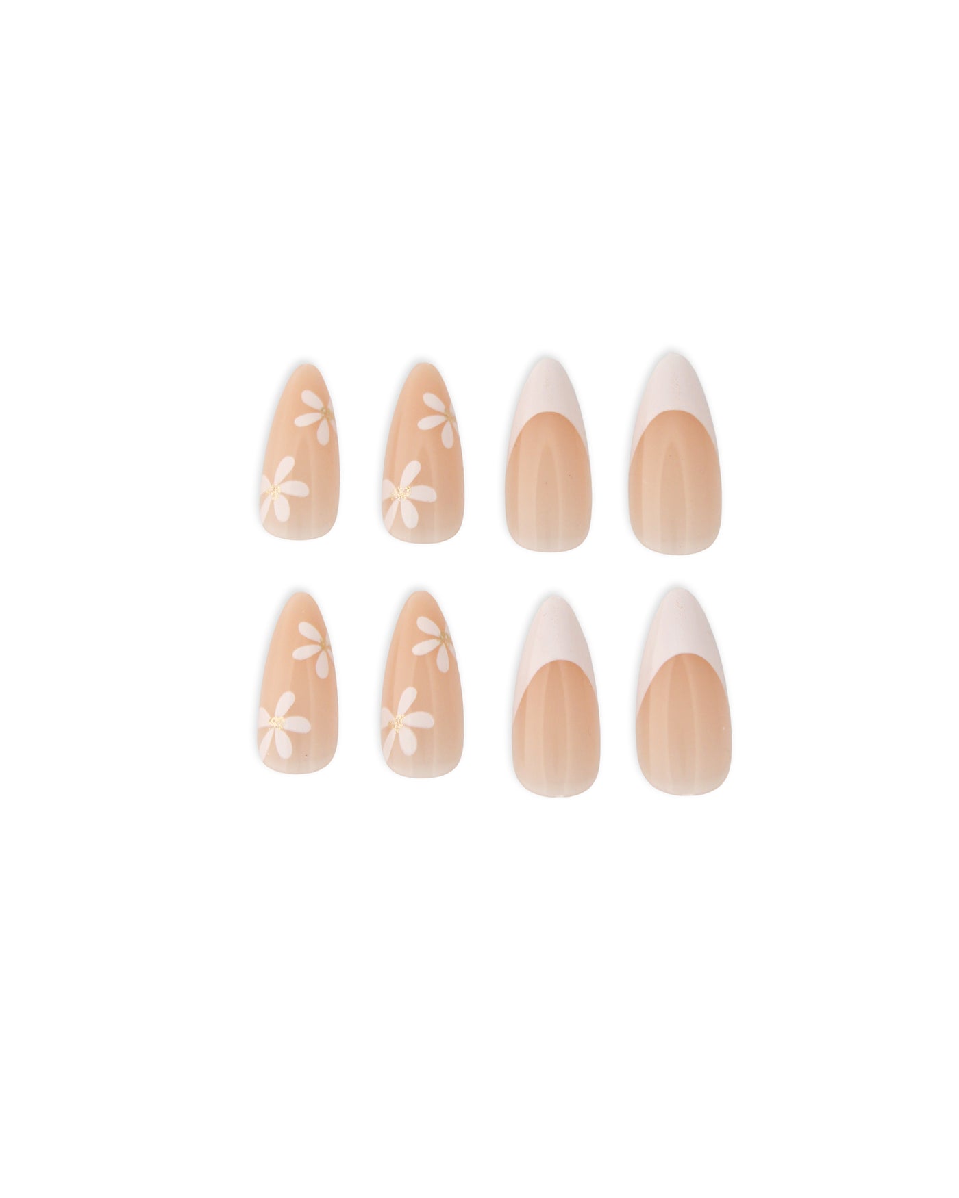 Classy Nude & White Flower Nail Set