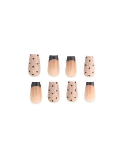 Black French & Polka Press On Nails