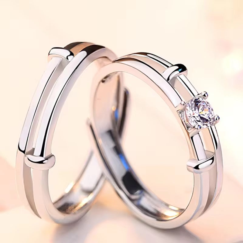 Eternity Silver Plated Adjustable Couple Band Ring