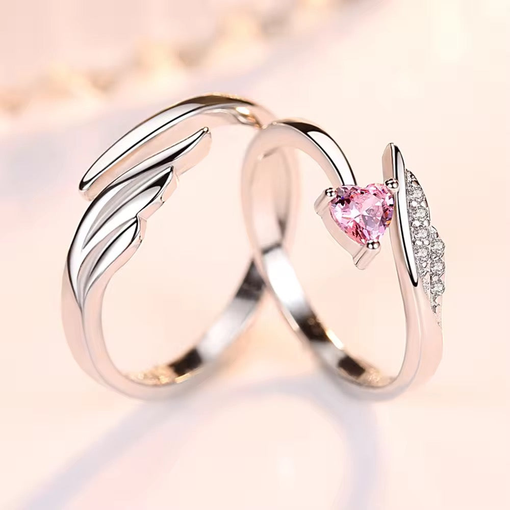 Heartsy Silver Plated Adjustable Couple Rings