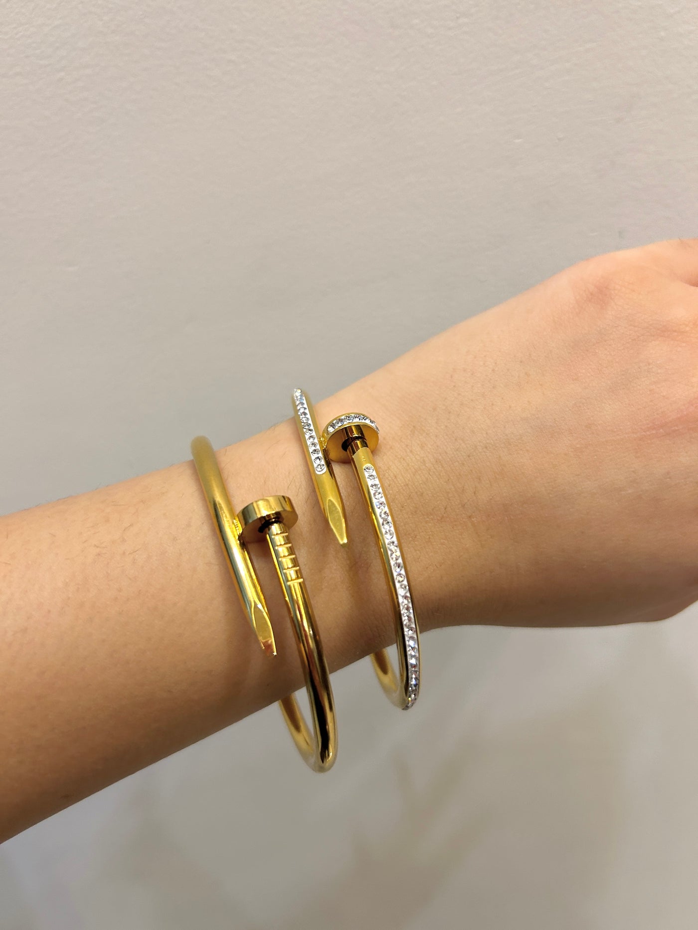 Clink 18k Gold Plated Zircon Nail Bangle