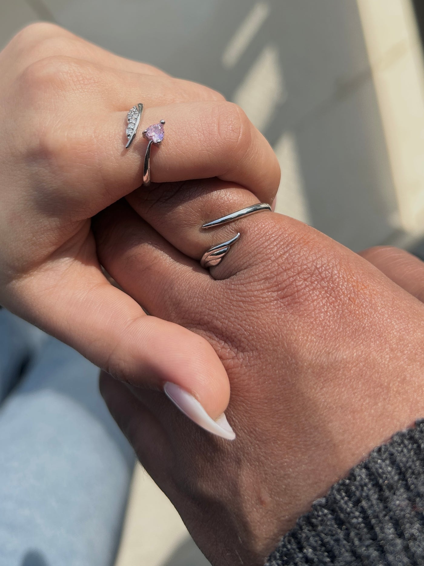 Heartsy Silver Plated Adjustable Couple Rings