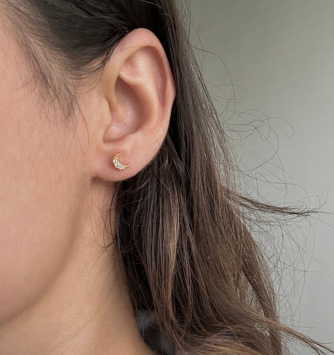 Crescent 18K Gold Plated Flatback Studs