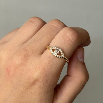 Drishti Evil Eye 18k Gold Plated Adjustable Ring