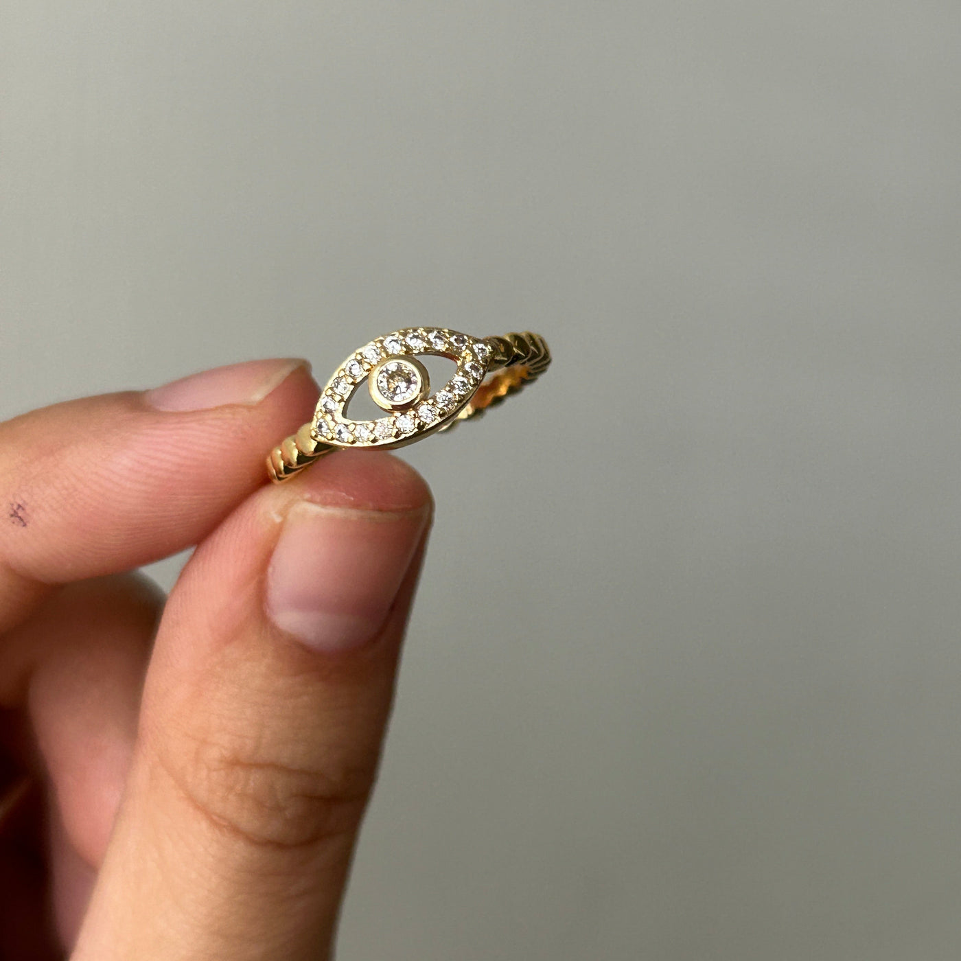 Drishti Evil Eye 18k Gold Plated Adjustable Ring