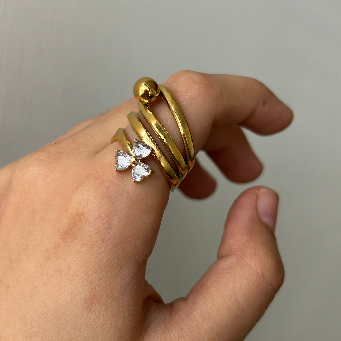 Zoe 18k Gold Plated Adjustable Ring