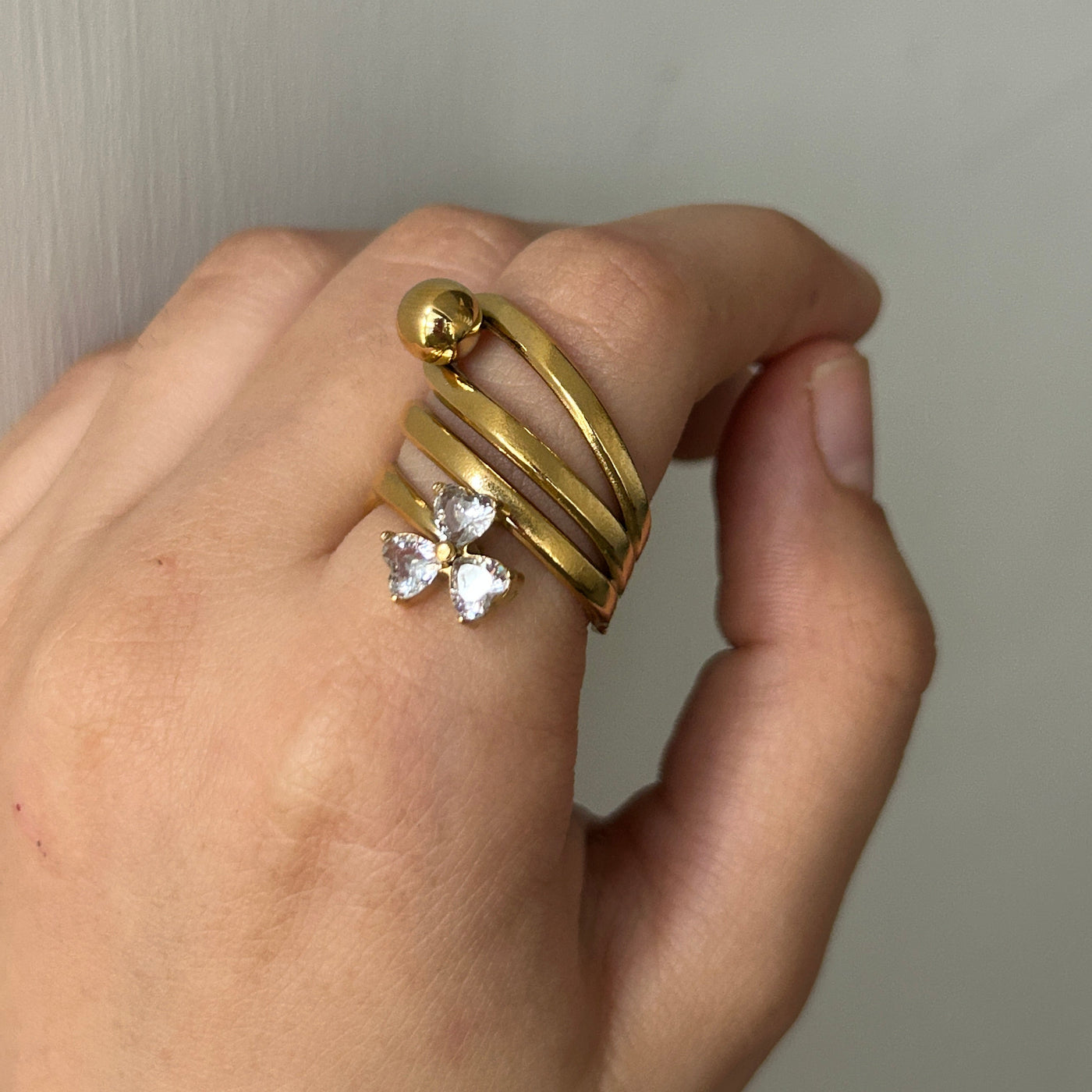 Zoe 18k Gold Plated Adjustable Ring