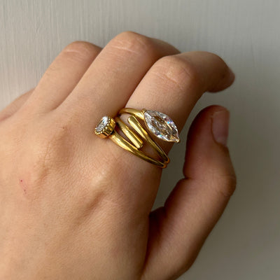 Sia 18k Gold Plated Adjustable Ring