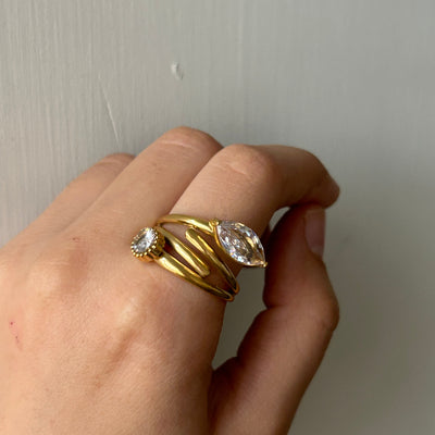 Sia 18k Gold Plated Adjustable Ring