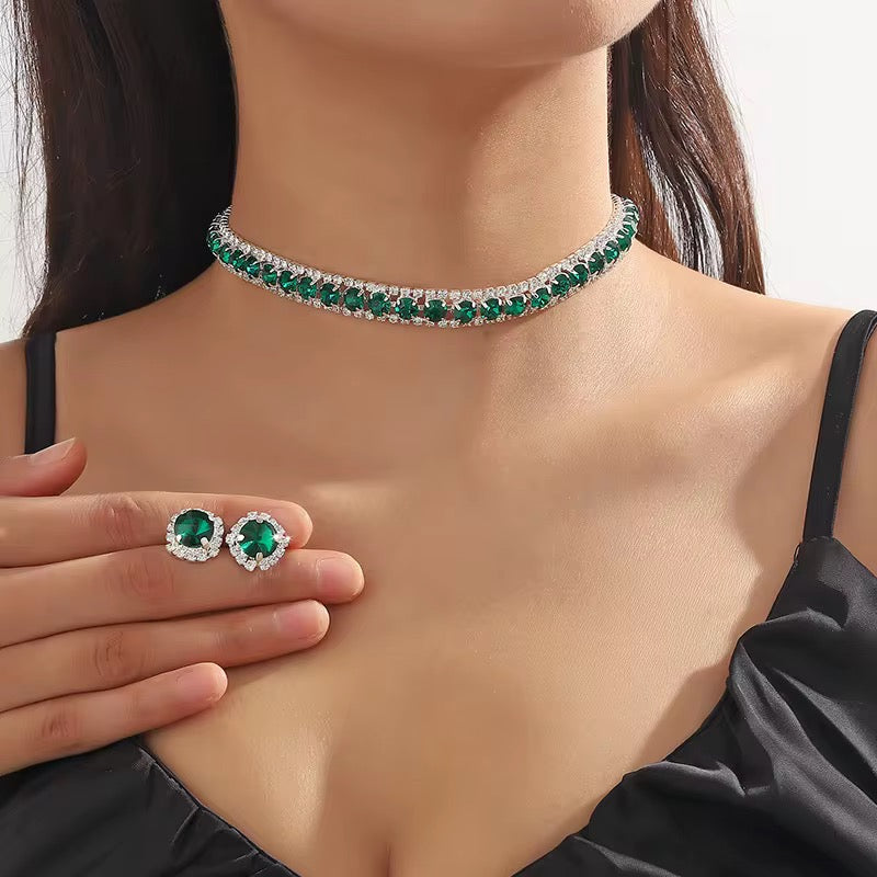 Emerald Green Choker Jewellery Set