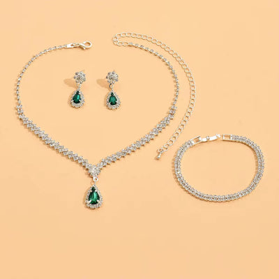 Emerald Green Party Wear Jewellery Set