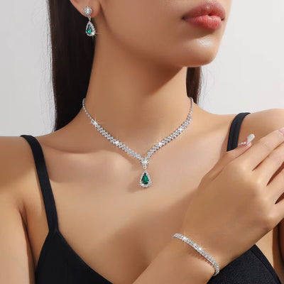 Emerald Green Party Wear Jewellery Set