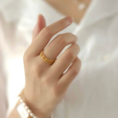 Strings 18k Gold Plated Chain Ring