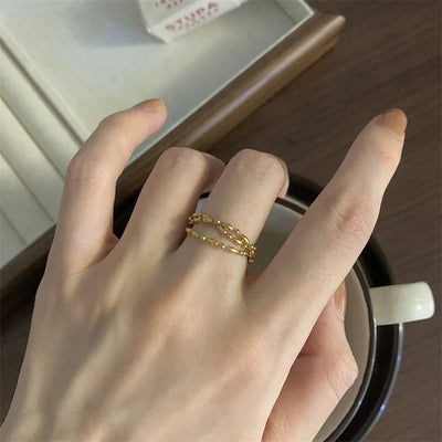 Strings 18k Gold Plated Chain Ring