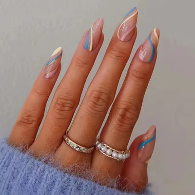 Colorful Streaks Press On Nails
