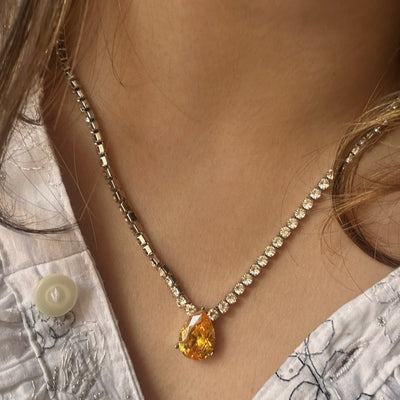 Champagne Water Drop Zirconia Necklace