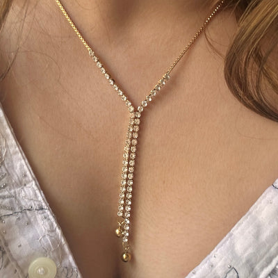 Wabi Sabi Full Rhinestone Tassel Necklace