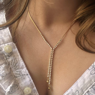 Wabi Sabi Full Rhinestone Tassel Necklace