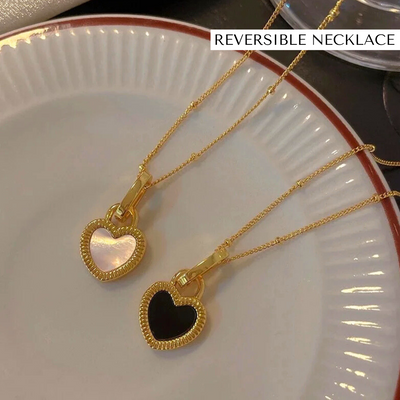 Reversible Heart 18K Gold Plated Necklace