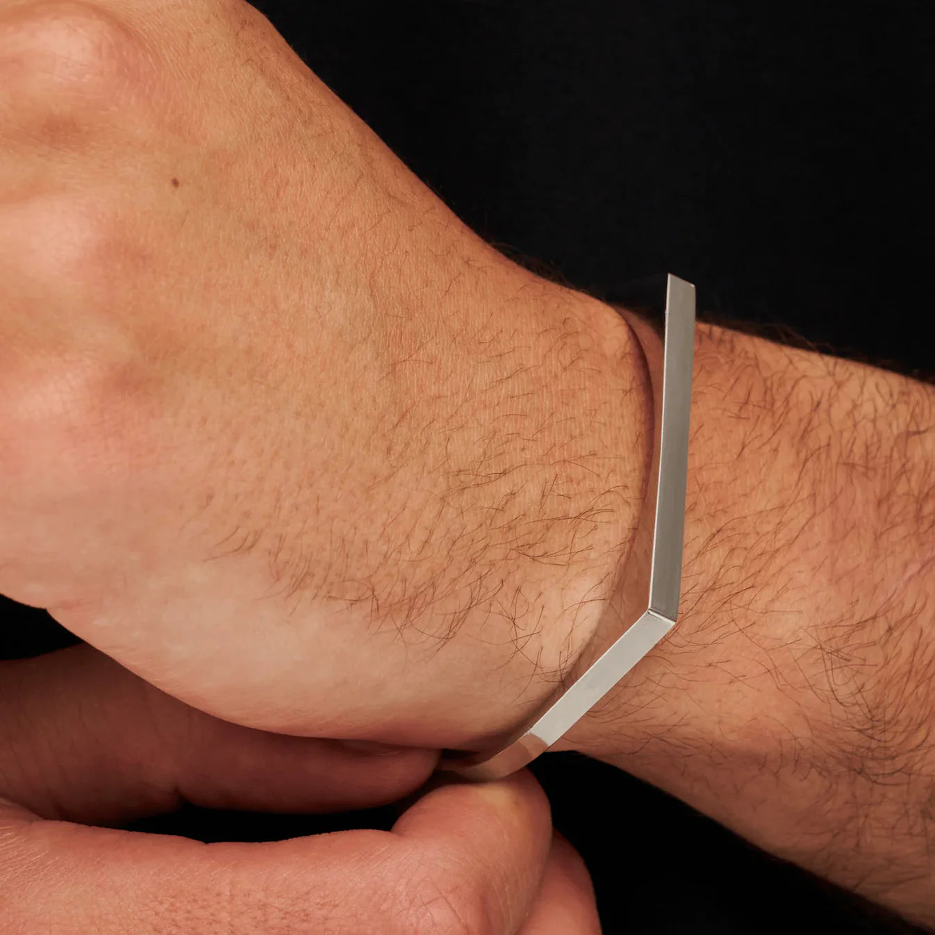 Edge Bracelet Cuff Band - Silver