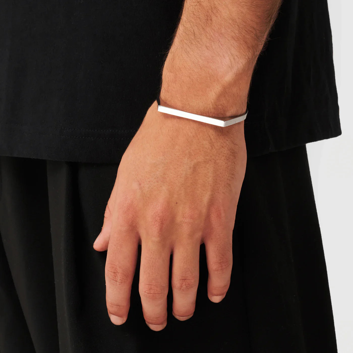 Edge Bracelet Cuff Band - Silver