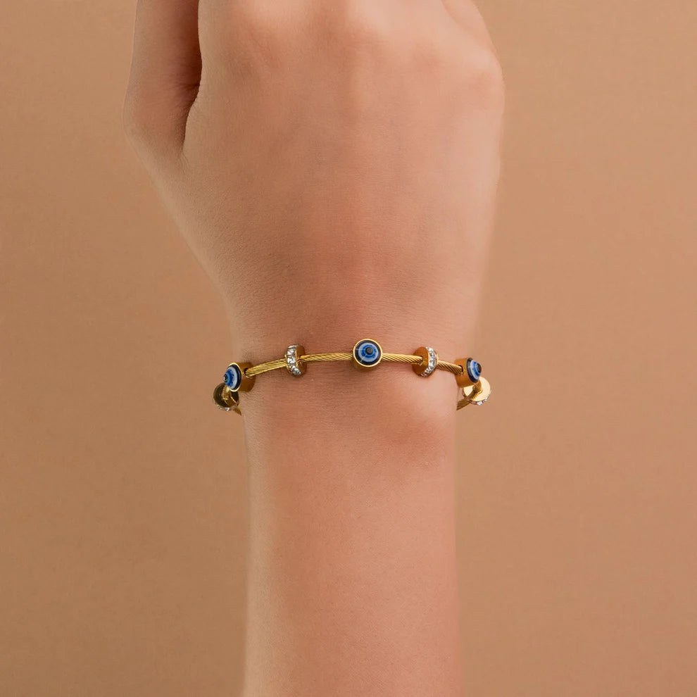 Angelic Evil Eye 18k Gold Plated Bracelet